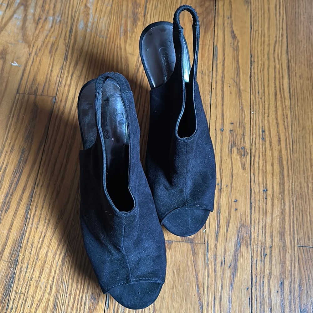 Black Suede Wedges